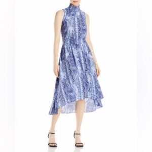 NWT Nanette Lepore Blue Snakeskin Print Sleeveless Smock Neck Dress Size 12